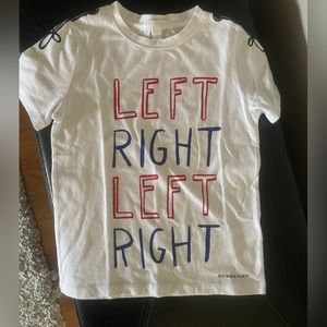 Kids Burberry White Top Left Right Shirt. Size 6Y. New without tag.